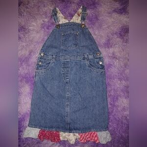 Gymboree Y2K 2002 Blue Denim Kids Overalls with Red and White Trim
